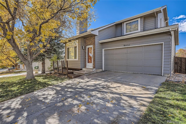 view of front of property featuring a garage