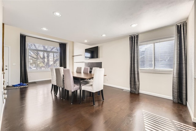 dining room featuring dark hardwood / wood-style flooring