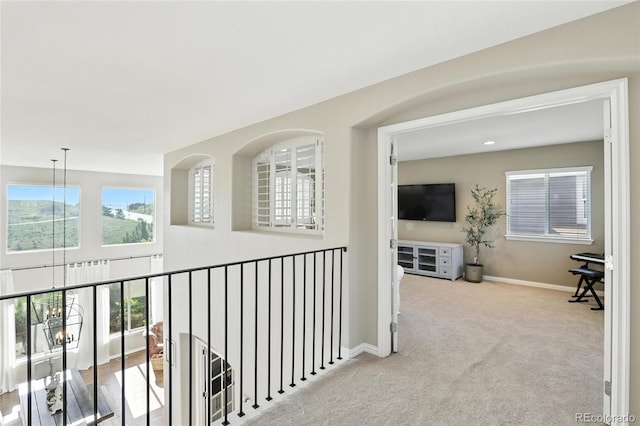 10601 Chadsworth Ln, Highlands Ranch, CO 80126 - hall featuring carpet floors and plenty of natural light
