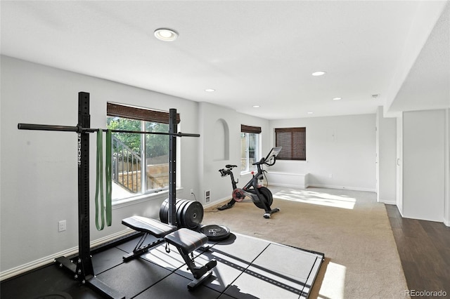 10601 Chadsworth Ln, Highlands Ranch, CO 80126 - exercise room featuring recessed lighting and dark colored carpet