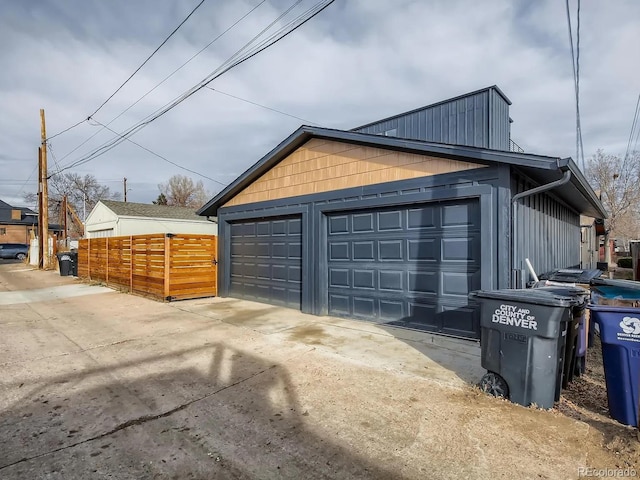 garage featuring fence