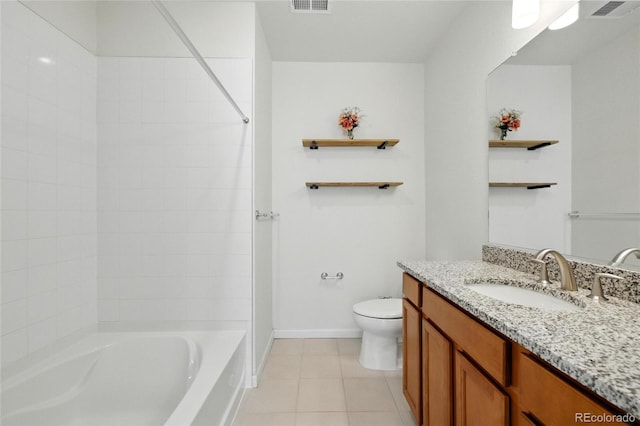 1881 S Dunkirk St Unit 106, Aurora, CO 80017 - bathroom with vanity, tile patterned flooring, toilet, and visible vents