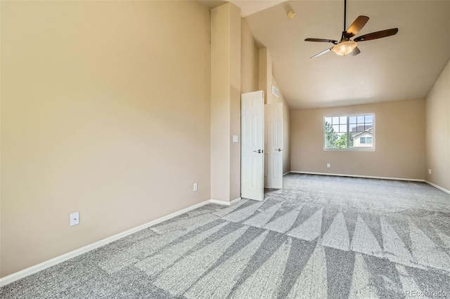13018 Niagara Way, Thornton, CO 80602 - carpeted empty room with a ceiling fan, high vaulted ceiling, and a smoke detector
