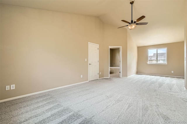 13018 Niagara Way, Thornton, CO 80602 - unfurnished room with ceiling fan, high vaulted ceiling, and light carpet
