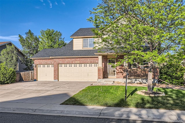 13018 Niagara Way, Thornton, CO 80602 - view of front of home with driveway, brick siding, a garage, and a porch
