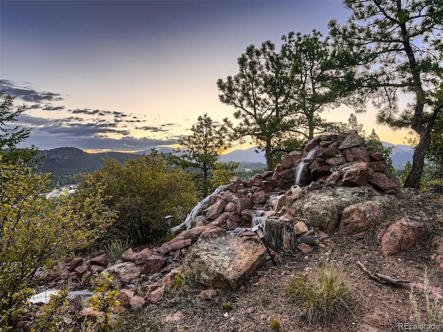 nature at dusk with a mountain view