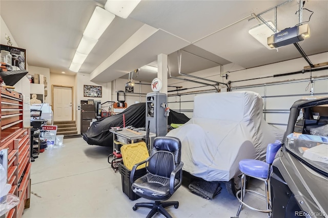 garage with a garage door opener