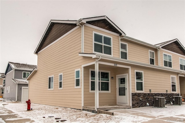 view of front of house with central AC unit