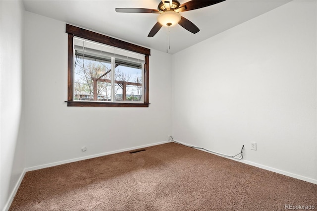 741 Cortez St, Denver, CO 80221 - empty room featuring carpet floors, baseboards, ceiling fan, and visible vents