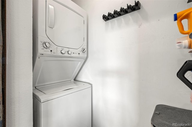 741 Cortez St, Denver, CO 80221 - laundry room with laundry area and stacked washer and clothes dryer