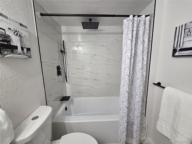 14433 E Jewell Ave Unit 101, Aurora, CO 80012 - bathroom with a textured wall, shower / tub combo, and a textured ceiling