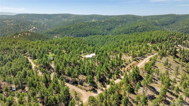 33002 Bobcat Ct, Trinidad, CO 81082 - bird's eye view of a heavily wooded area and a mountain backdrop