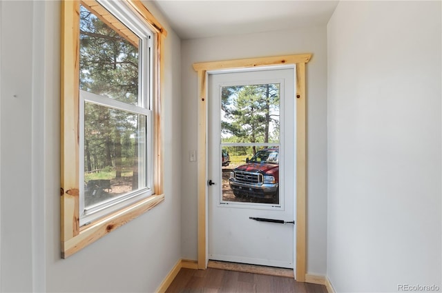 33002 Bobcat Ct, Trinidad, CO 81082 - doorway featuring wood finished floors and baseboards