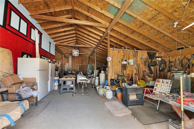 33002 Bobcat Ct, Trinidad, CO 81082 - miscellaneous room with lofted ceiling and a garage