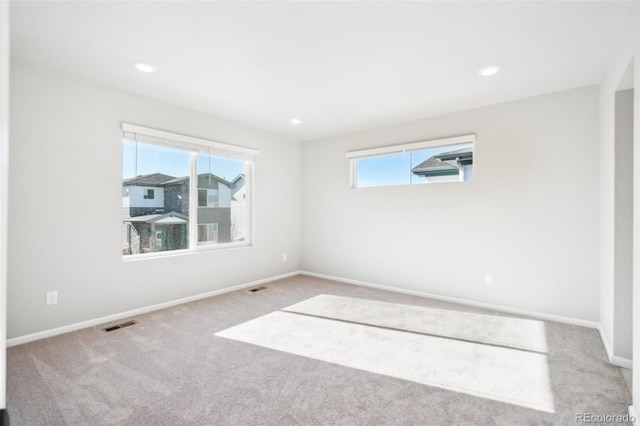 carpeted spare room featuring a wealth of natural light