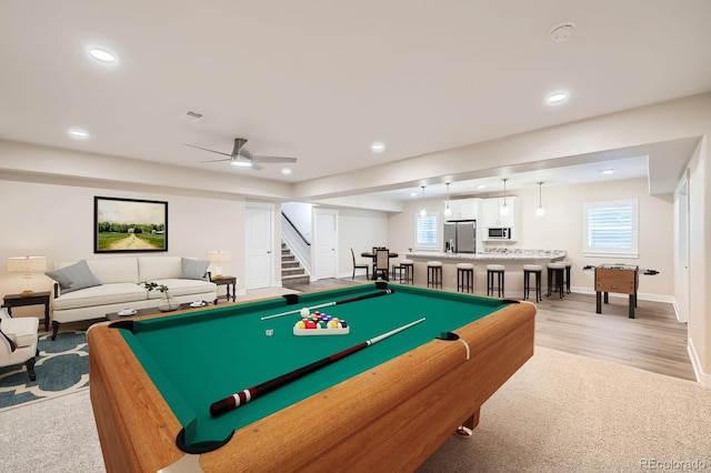 8778 S Quatar St, Aurora, CO 80016 - game room with plenty of natural light, recessed lighting, billiards table, and light colored carpet