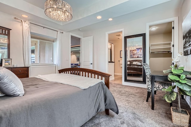 9453 Vista Hill Ln, Lone Tree, CO 80124 - carpeted bedroom with a chandelier and recessed lighting