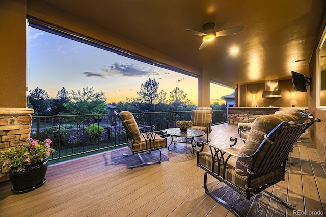 9453 Vista Hill Ln, Lone Tree, CO 80124 - wooden deck with ceiling fan