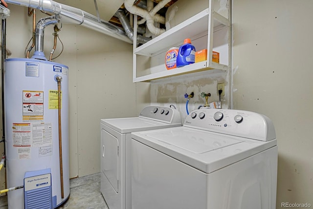 7466 E Long Cir, Centennial, CO 80112 - clothes washing area featuring water heater and washing machine and dryer