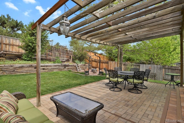 7466 E Long Cir, Centennial, CO 80112 - view of patio with a pergola and outdoor dining space