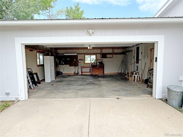 view of garage