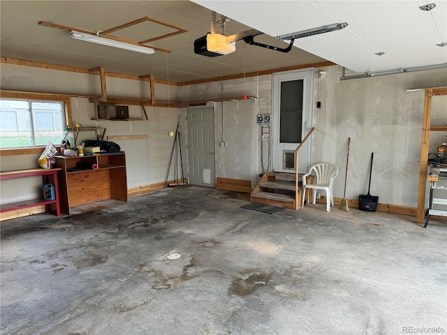 garage with a garage door opener