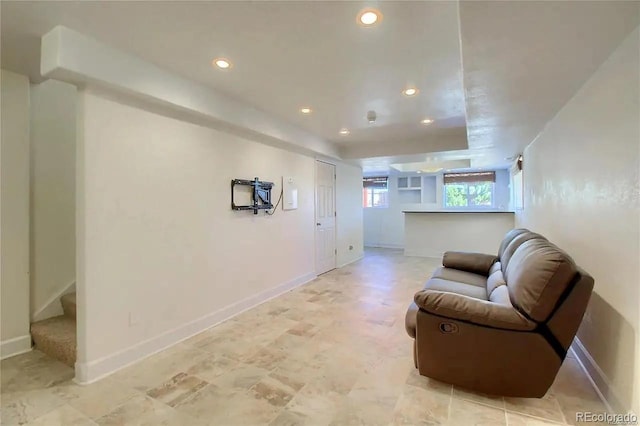 16893 Trail View Cir, Parker, CO 80134 - living area with baseboards, recessed lighting, and stairs