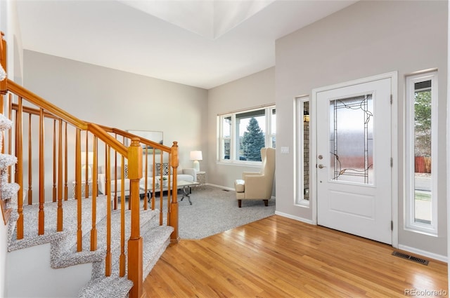 entrance foyer featuring light hardwood / wood-style floors