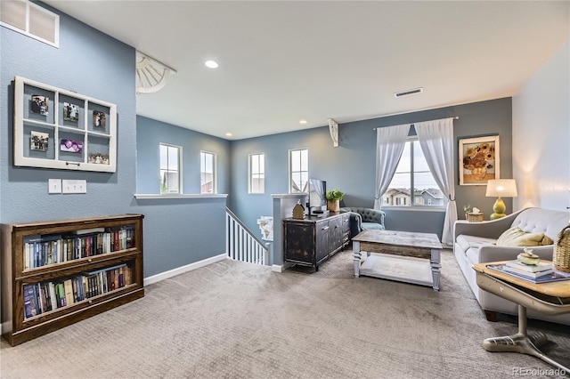3944 Trail Stone Cir, Castle Rock, CO 80108 - carpeted living area with baseboards and recessed lighting