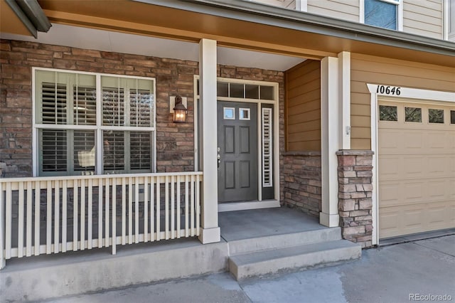 10646 Amesbury Way, Highlands Ranch, CO 80126 - doorway to property with stone siding and a porch