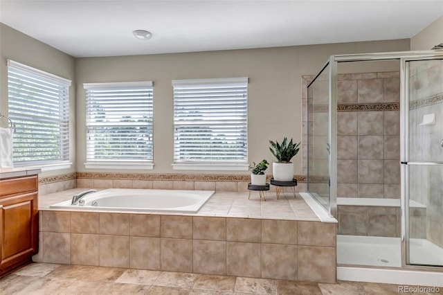 10646 Amesbury Way, Highlands Ranch, CO 80126 - full bathroom with a bath, a stall shower, and vanity