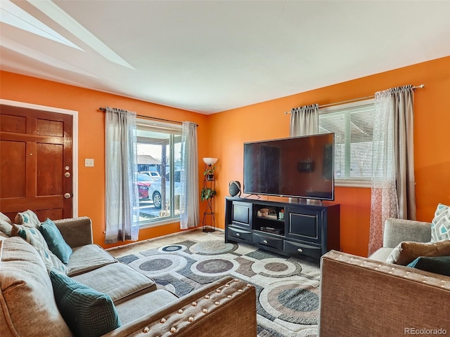 living room with carpet floors