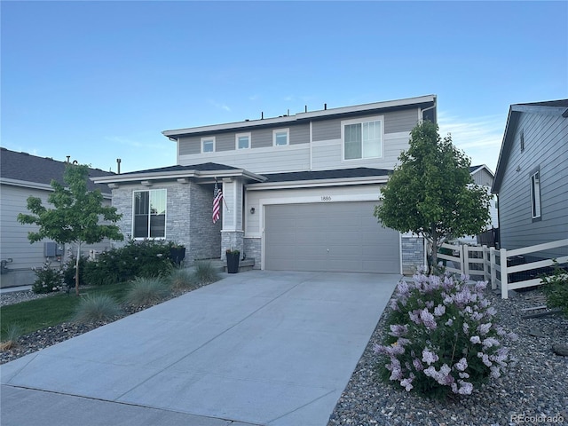 view of front of house with a garage