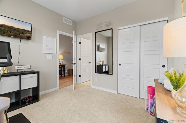 view of carpeted office space