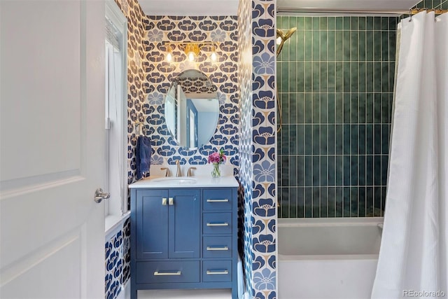 3330 E Tennessee Ave, Denver, CO 80209 - full bath featuring shower / bathtub combination with curtain and vanity