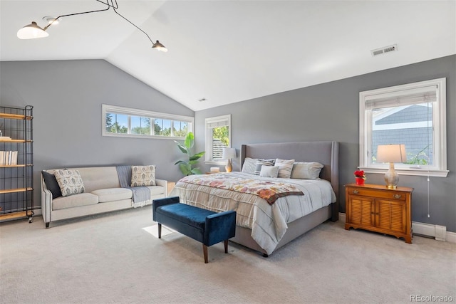 3330 E Tennessee Ave, Denver, CO 80209 - carpeted bedroom featuring a baseboard radiator and lofted ceiling