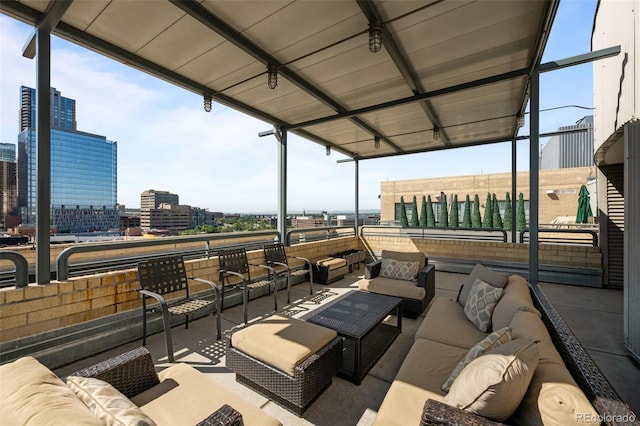 1499 Blake St Unit 2C, Denver, CO 80202 - view of patio with outdoor lounge area and a view of city