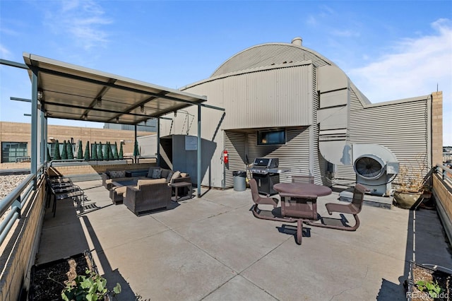1499 Blake St Unit 2C, Denver, CO 80202 - view of patio featuring outdoor lounge area and grilling area