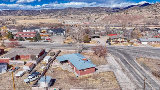 bird's eye view featuring a mountain view and a residential view