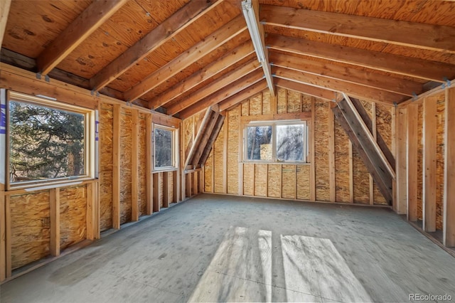 view of unfinished attic