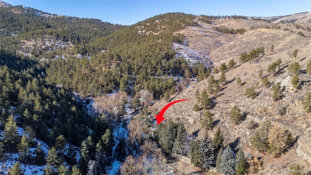 birds eye view of property with a mountain view