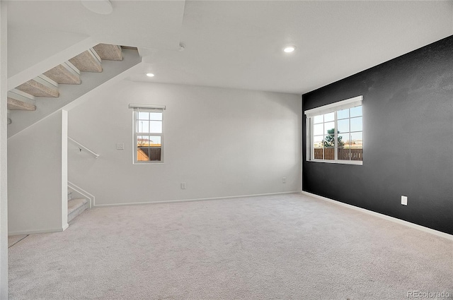 10124 Xanadu St, Commerce City, CO 80022 - carpeted spare room featuring recessed lighting, stairway, and baseboards