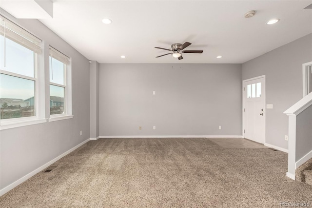 329 S 3rd Ave, Deer Trail, CO 80105 - spare room with carpet flooring, a smoke detector, recessed lighting, and a ceiling fan