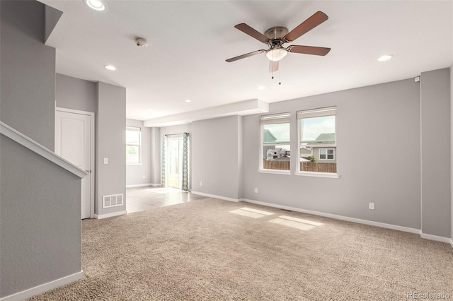 329 S 3rd Ave, Deer Trail, CO 80105 - unfurnished room with carpet floors, recessed lighting, ceiling fan, and a smoke detector