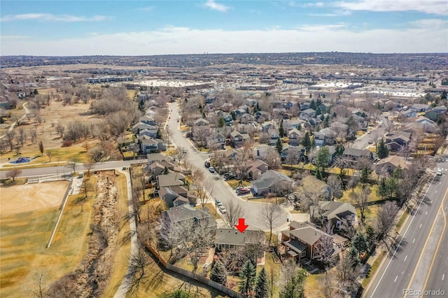 drone / aerial view featuring a residential view