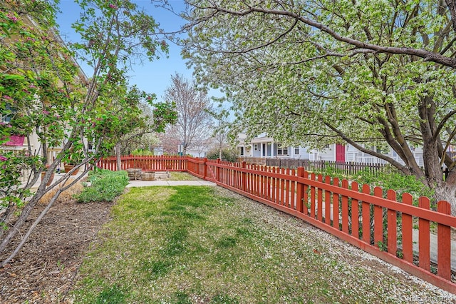 2538 Central Park Blvd, Denver, CO 80238 - fenced backyard featuring a patio and an outdoor fire pit
