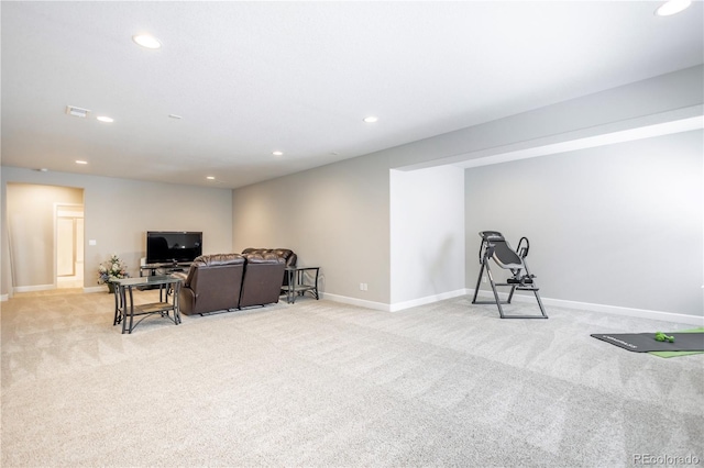 26722 E Peakview Pl, Aurora, CO 80016 - living room featuring light carpet and recessed lighting