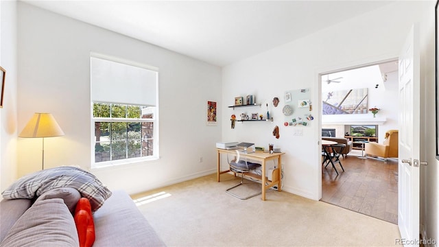 4718 Raven Run, Broomfield, CO 80023 - office with carpet floors, baseboards, and a fireplace