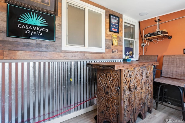 bar with wood finished floors