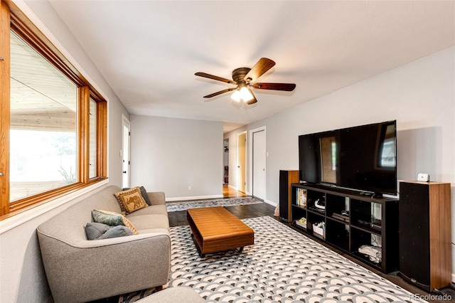 4645 W Temple Pl, Denver, CO 80236 - living room featuring a ceiling fan and baseboards